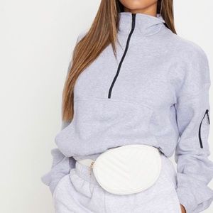 PLT Grey Oversized Cropped Sweater